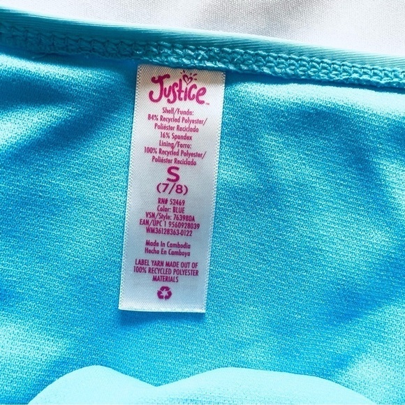 Justice Girls 2 Piece Ruffled Halter Rainbow Strap Tankini Swimsuit Size S 7/8 - Picture 11 of 11